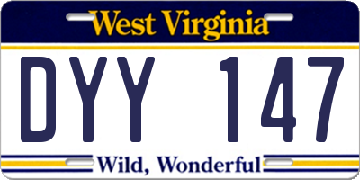WV license plate DYY147