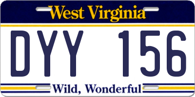 WV license plate DYY156