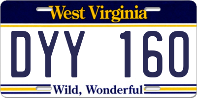 WV license plate DYY160