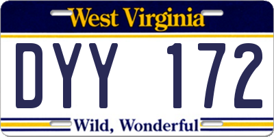 WV license plate DYY172