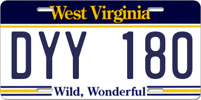 WV license plate DYY180
