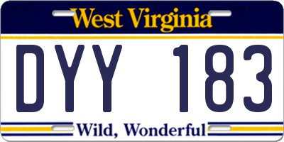 WV license plate DYY183