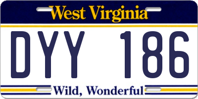 WV license plate DYY186