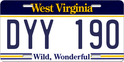 WV license plate DYY190