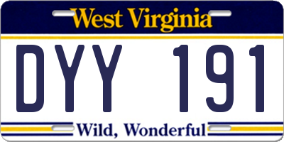 WV license plate DYY191