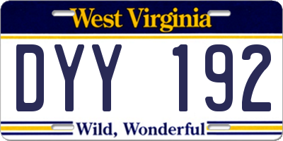WV license plate DYY192