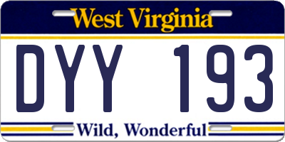 WV license plate DYY193