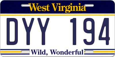 WV license plate DYY194