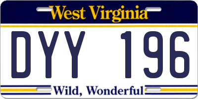 WV license plate DYY196