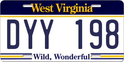 WV license plate DYY198