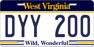 WV license plate DYY200