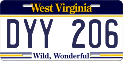WV license plate DYY206