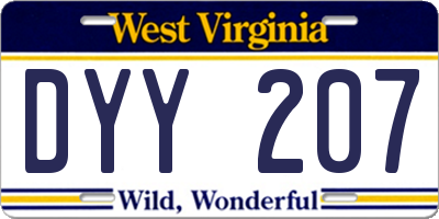 WV license plate DYY207