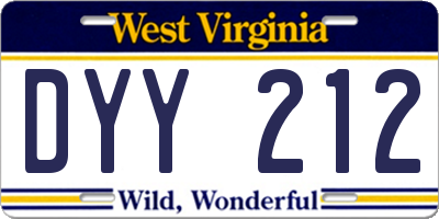 WV license plate DYY212