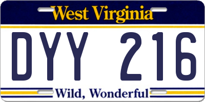 WV license plate DYY216