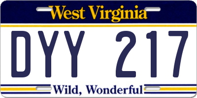 WV license plate DYY217