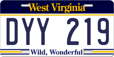 WV license plate DYY219