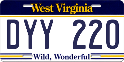WV license plate DYY220