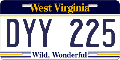 WV license plate DYY225