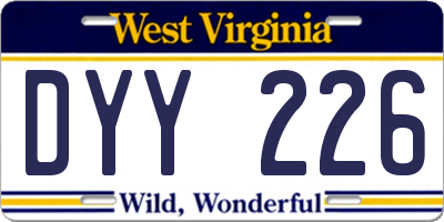 WV license plate DYY226