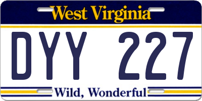 WV license plate DYY227