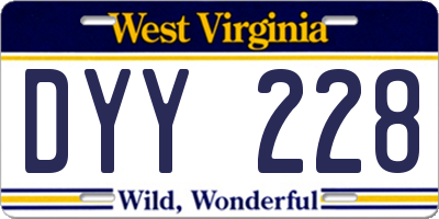 WV license plate DYY228