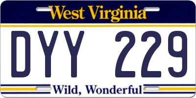 WV license plate DYY229