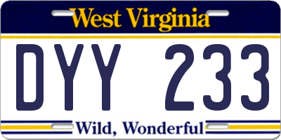 WV license plate DYY233