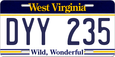 WV license plate DYY235