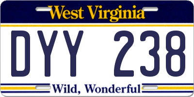WV license plate DYY238