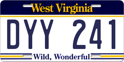 WV license plate DYY241
