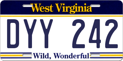 WV license plate DYY242