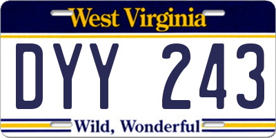 WV license plate DYY243