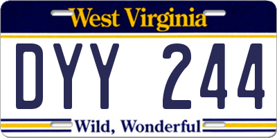WV license plate DYY244