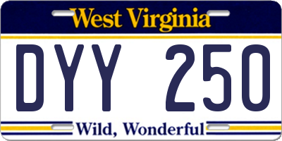 WV license plate DYY250