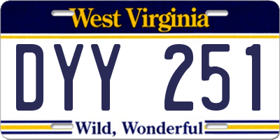 WV license plate DYY251