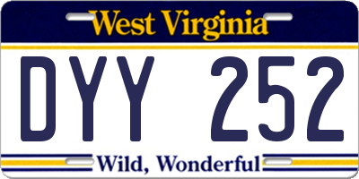 WV license plate DYY252