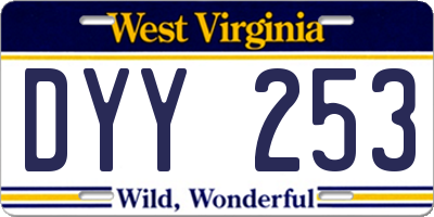 WV license plate DYY253