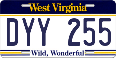 WV license plate DYY255