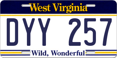 WV license plate DYY257