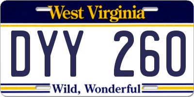 WV license plate DYY260