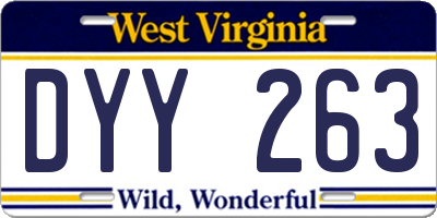 WV license plate DYY263