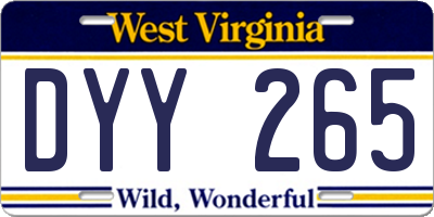 WV license plate DYY265