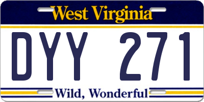 WV license plate DYY271