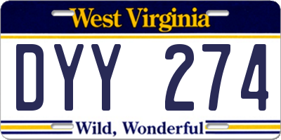 WV license plate DYY274