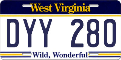 WV license plate DYY280