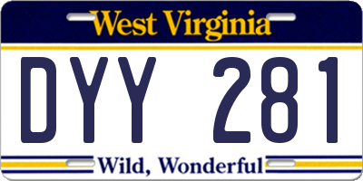 WV license plate DYY281