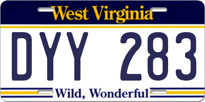 WV license plate DYY283