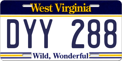 WV license plate DYY288