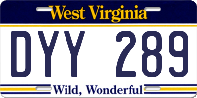 WV license plate DYY289